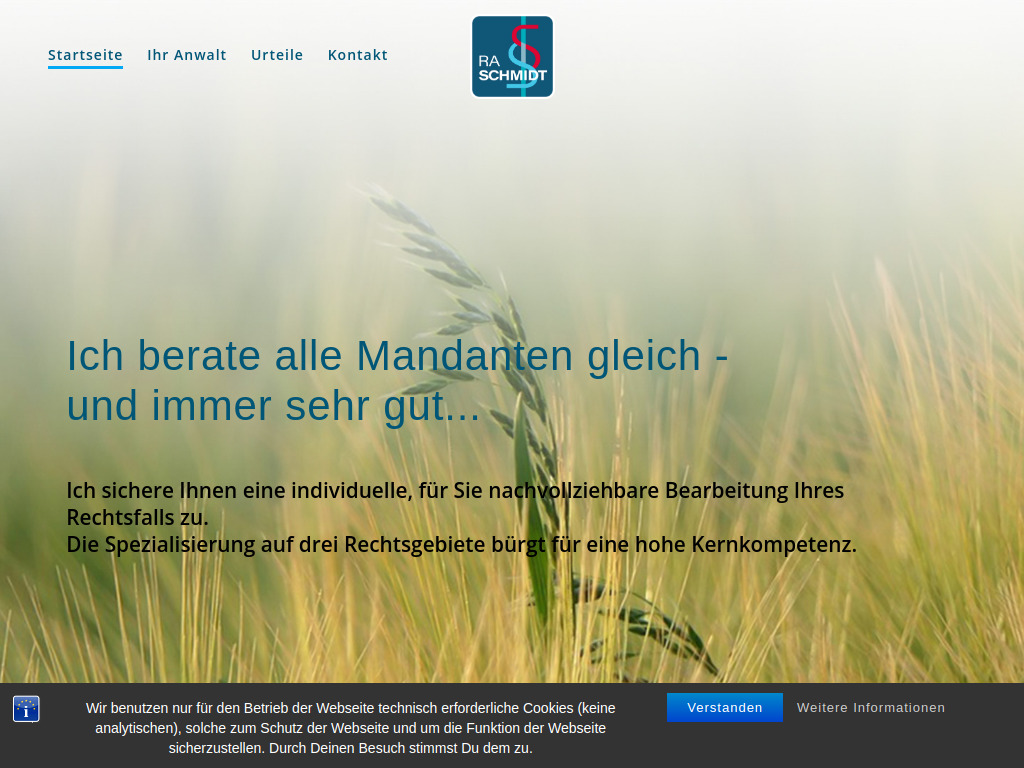 Website von Rechtsanwalt Joachim Schmidt in Aachen
