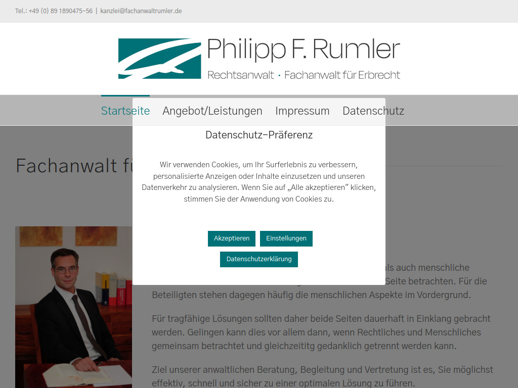 Website von Philipp F. Rumler - Kanzlei für Erbrecht & Vorsorge in München