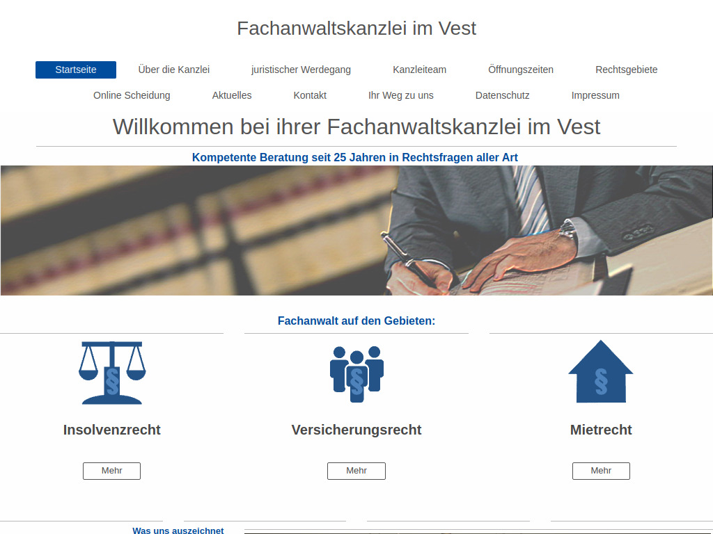 Website von Rechtsanwalt Arnd Schneiker in Herten