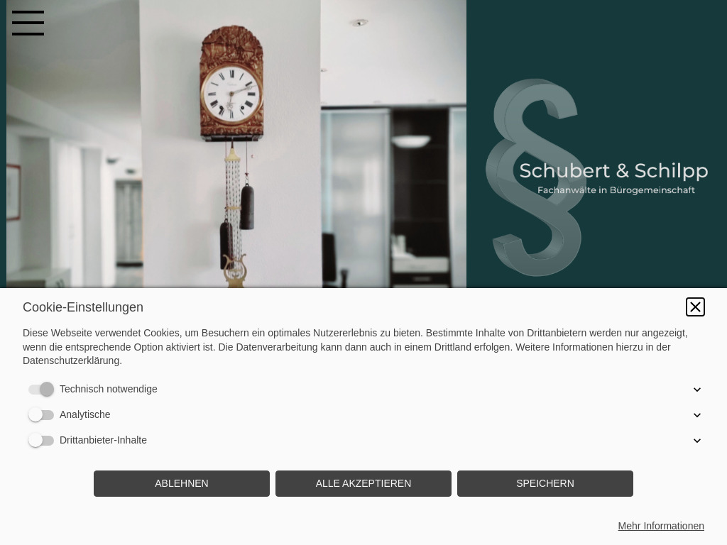 Website von Schubert & Schilpp, Fachanwälte in Bürogemeinschaft in Pforzheim