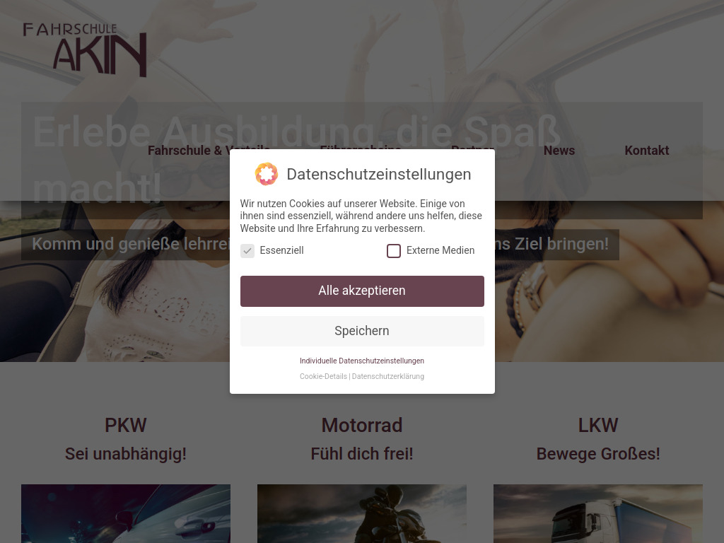 Website von Fahrschule Akin in Welzheim