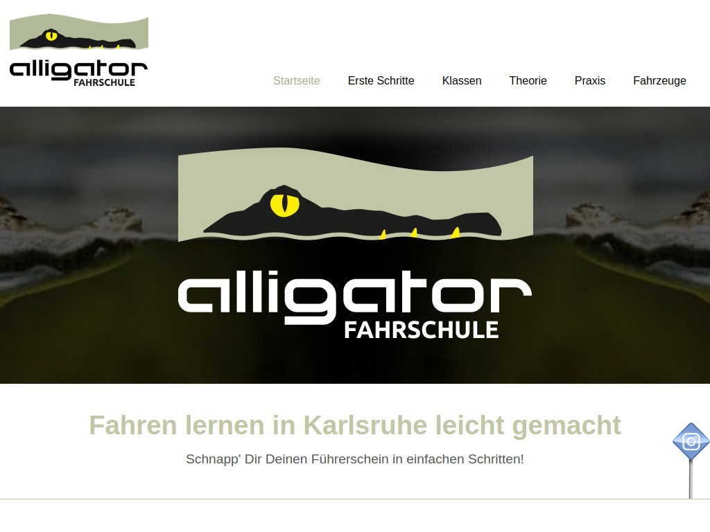 Website von Fahrschule Alligator GmbH in Karlsruhe