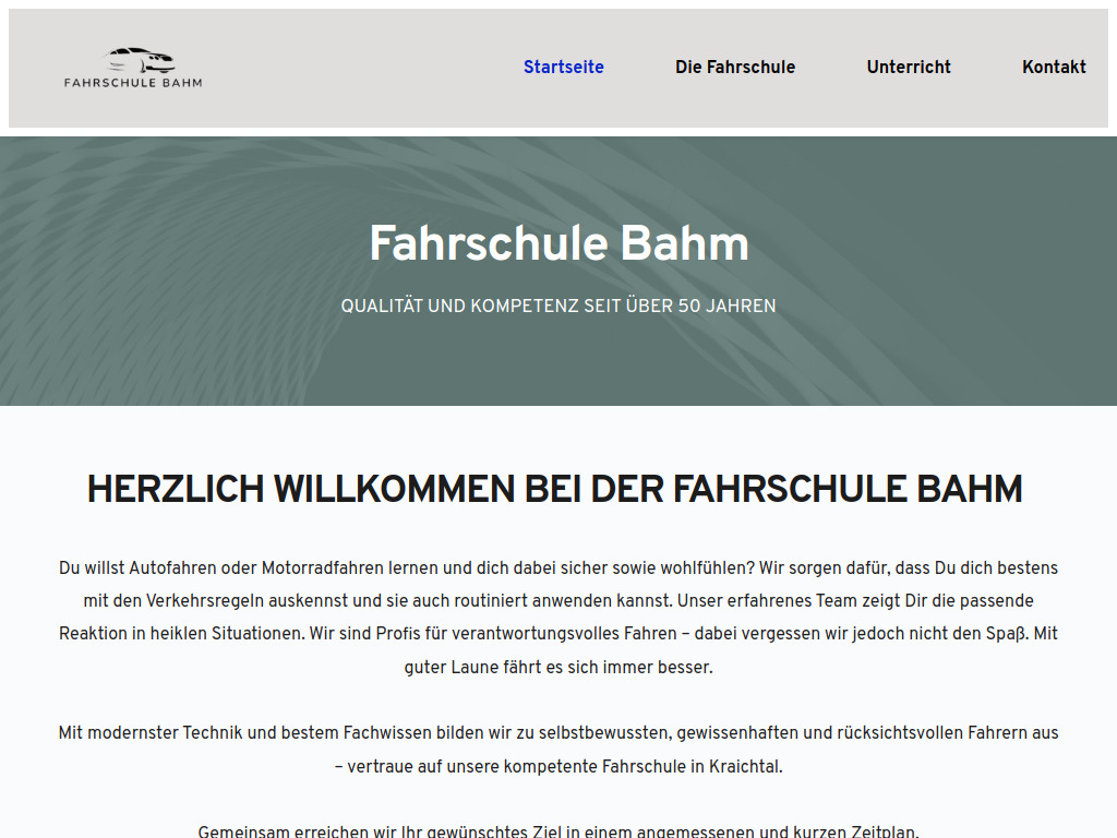 Website von Fahrschule Bahm in Kraichtal-Menzingen