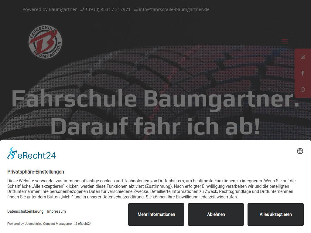Website von Fahrschule Baumgartner in Neuburg am Inn