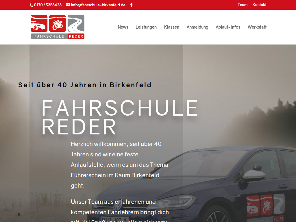 Website von Fahrschule Reder GbR in Birkenfeld