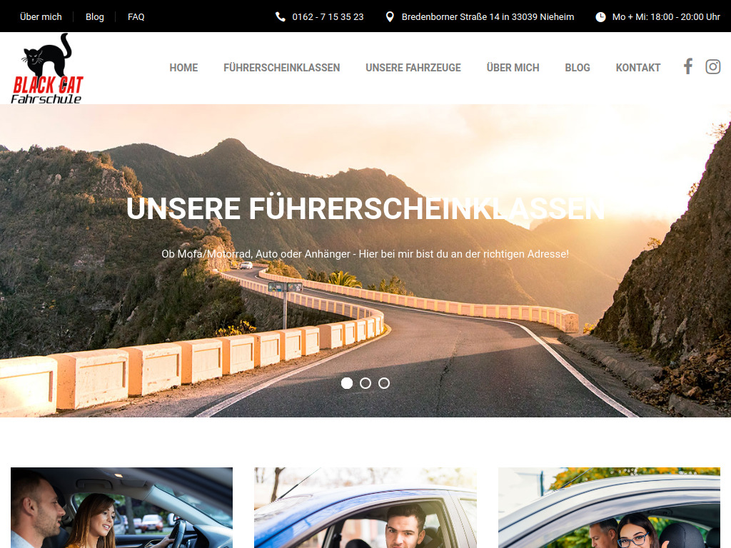 Website von Fahrschule Black Cat - Die beste Fahrschule in Nieheim! in Nieheim