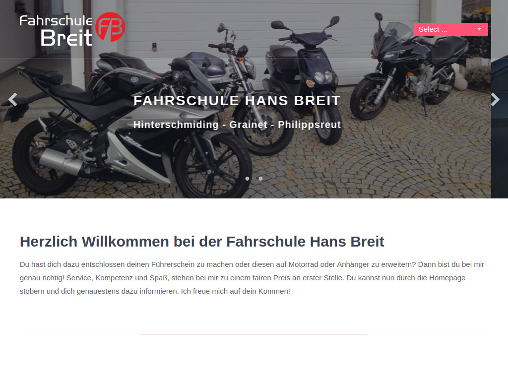Website von Fahrschule Breit in Hinterschmiding