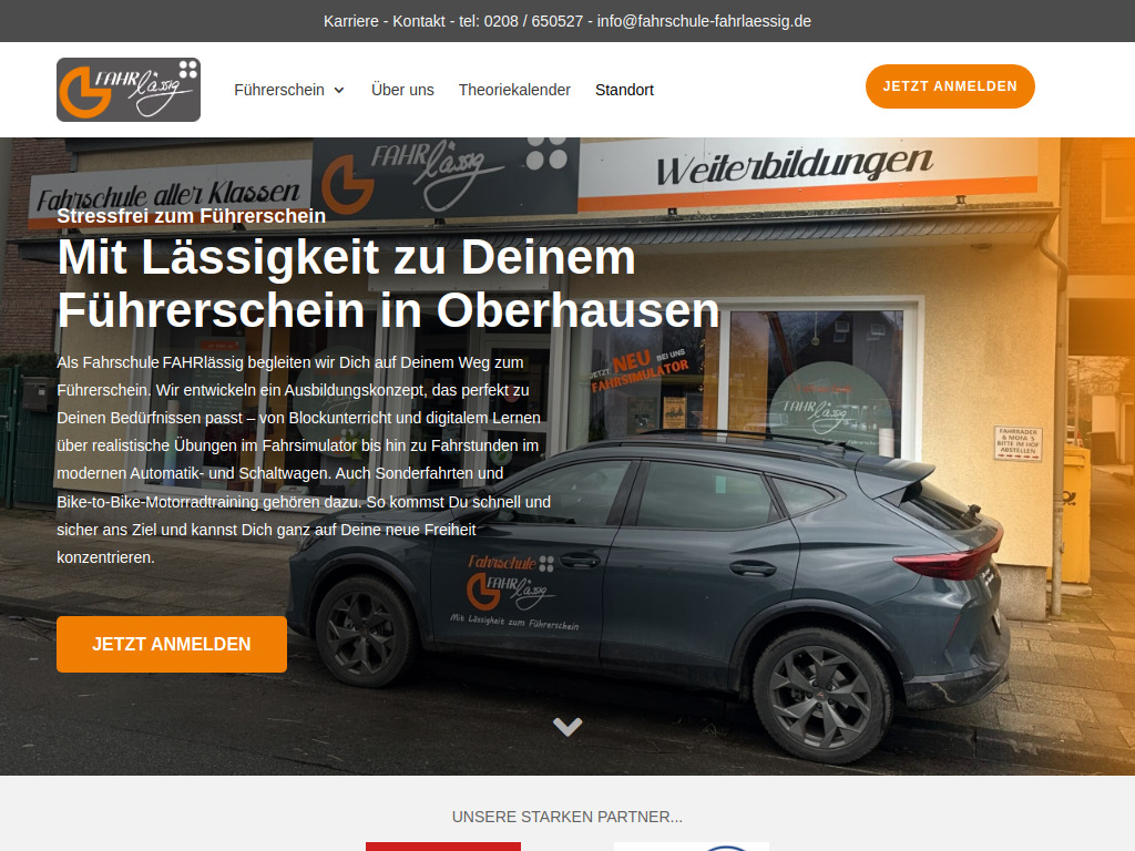 Website von Fahrschule FAHR lässig GmbH in Oberhausen