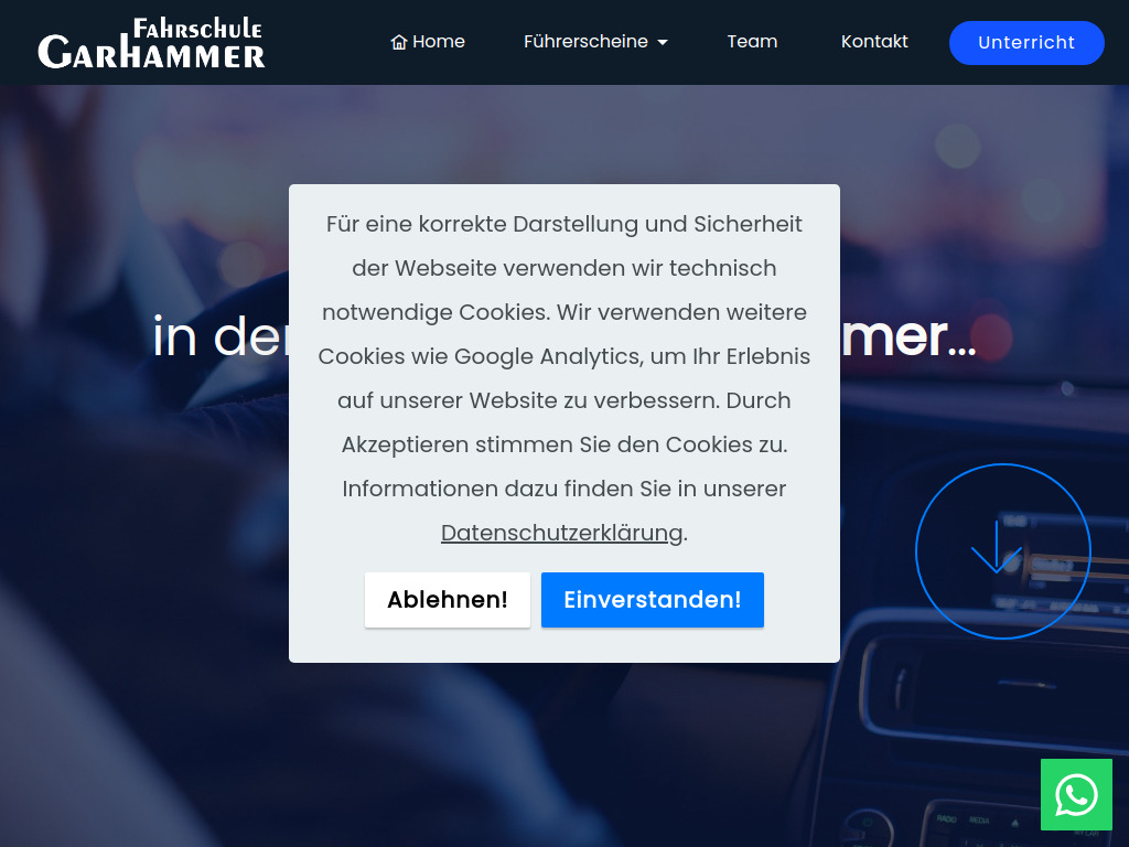 Website von Fahrschule Garhammer in Schwabach