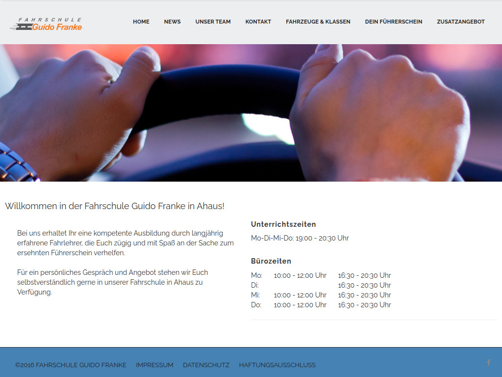 Website von Fahrschule Guido Franke in Ahaus