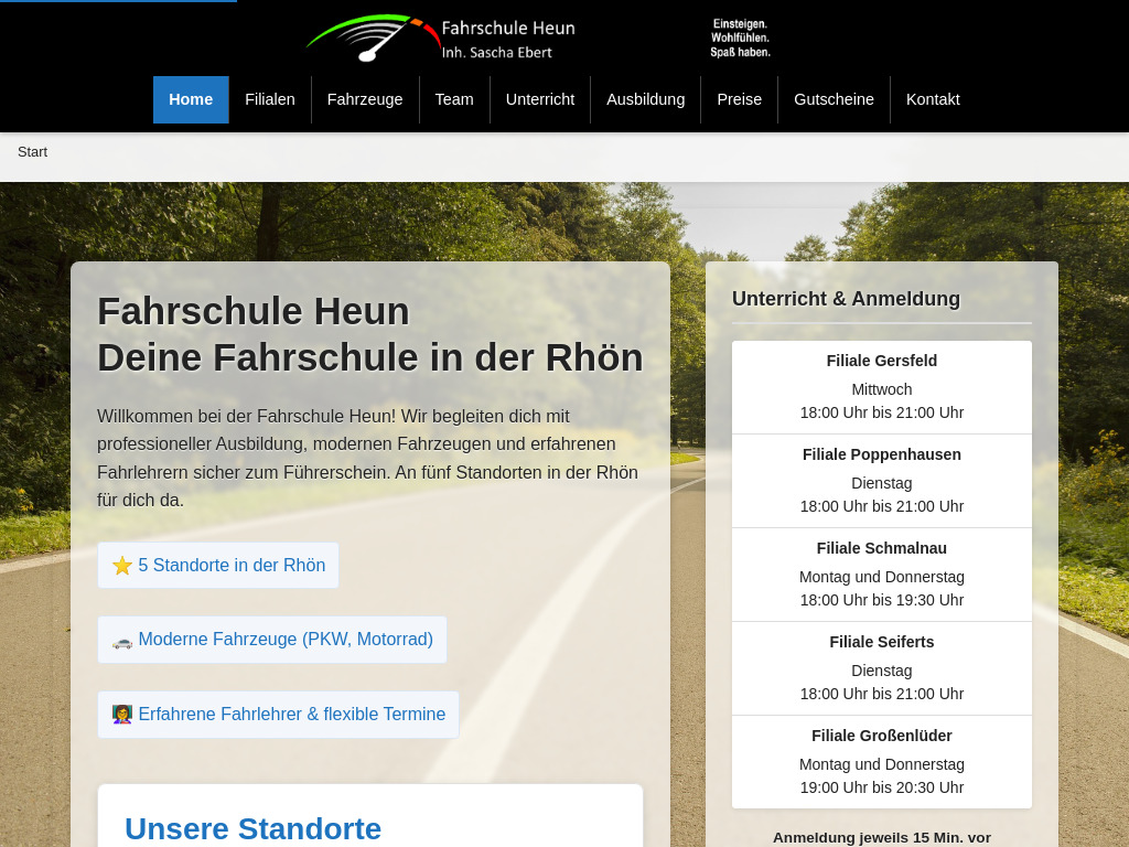 Website von Fahrschule Heun in Ebersburg