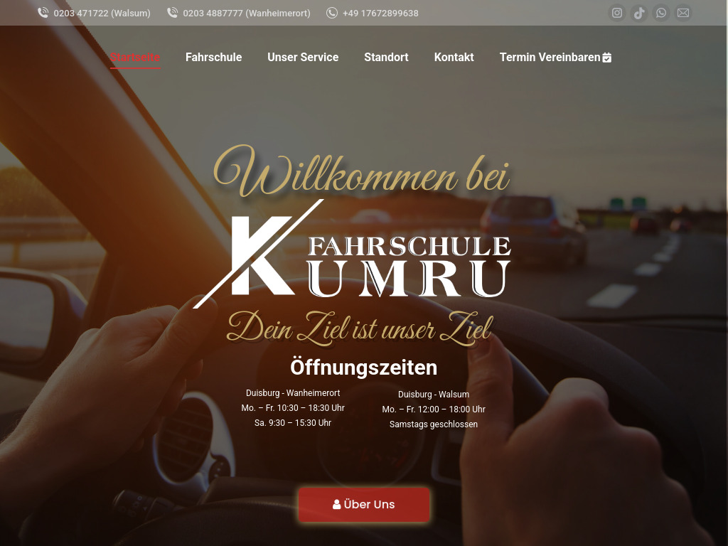 Website von Fahrschule Kumru in Duisburg