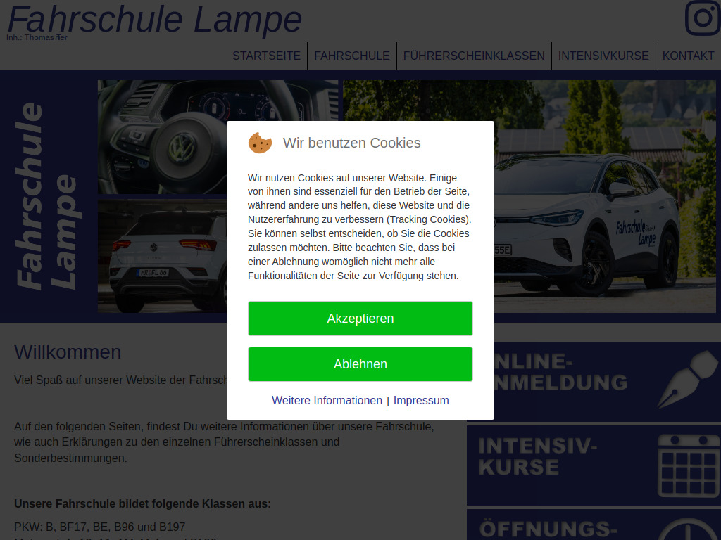 Website von Fahrschule Lampe in Marburg