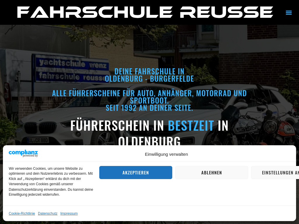 Website von Fahrschule Reusse in Oldenburg