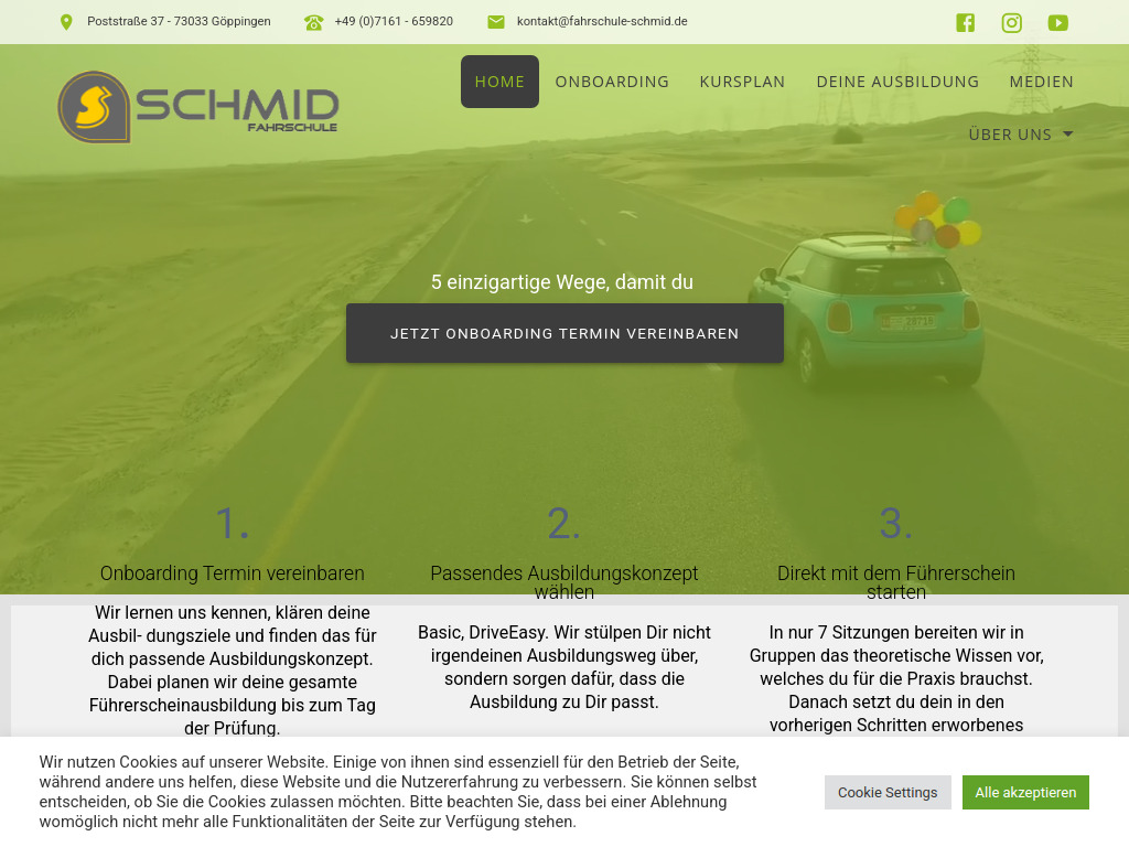 Website von Fahrschule Schmid in Göppingen