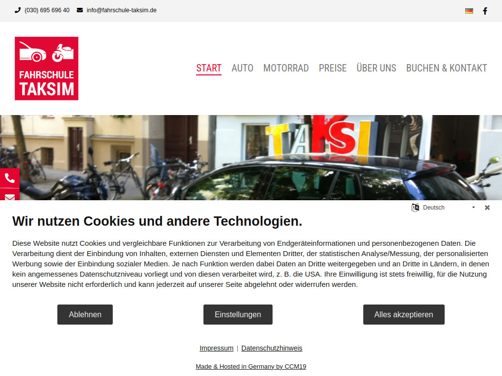Website von Fahrschule Taksim in Berlin