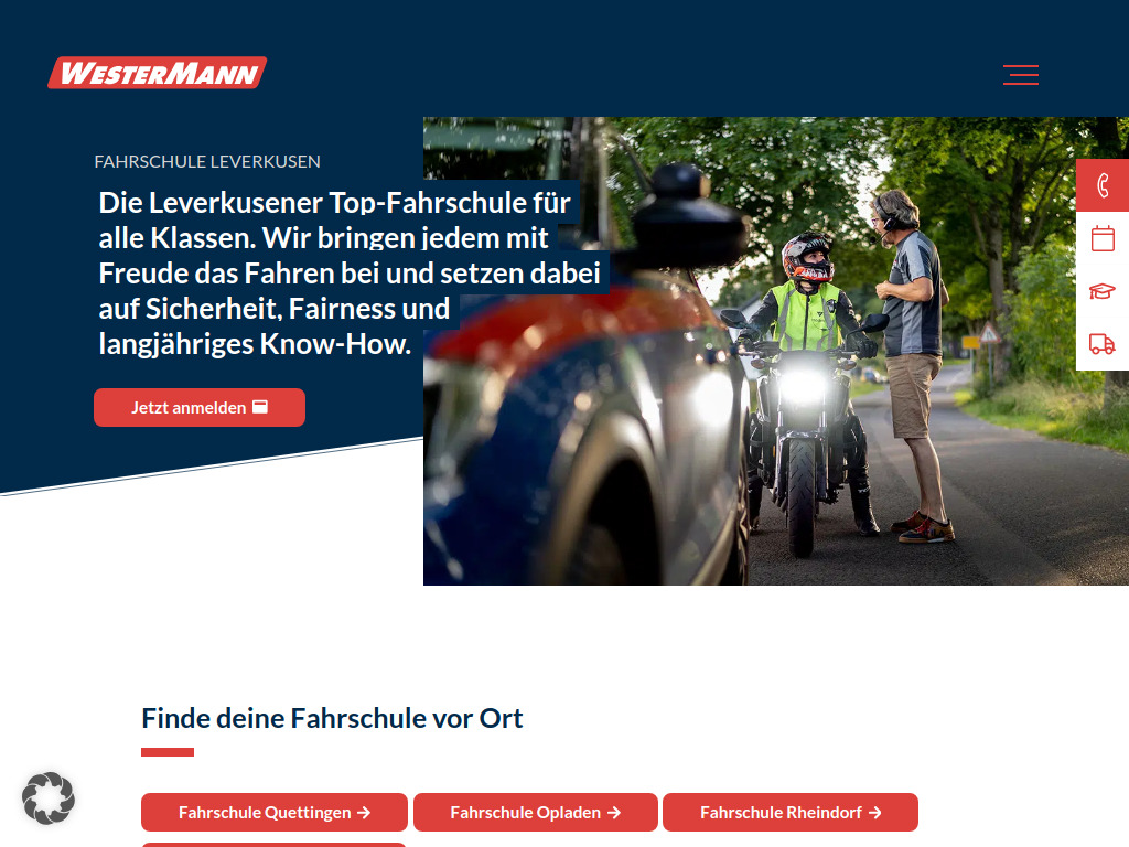 Website von Fahrschule & Berufskraftfahrschule Westermann GmbH in Leverkusen