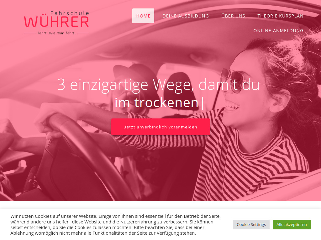 Website von Fahrschule Wührer GmbH in Miesbach