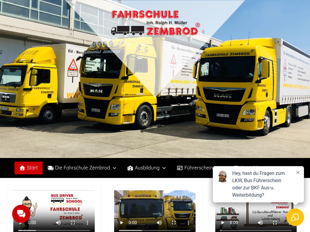 Website von Fahrschule Zembrod in Pfullendorf