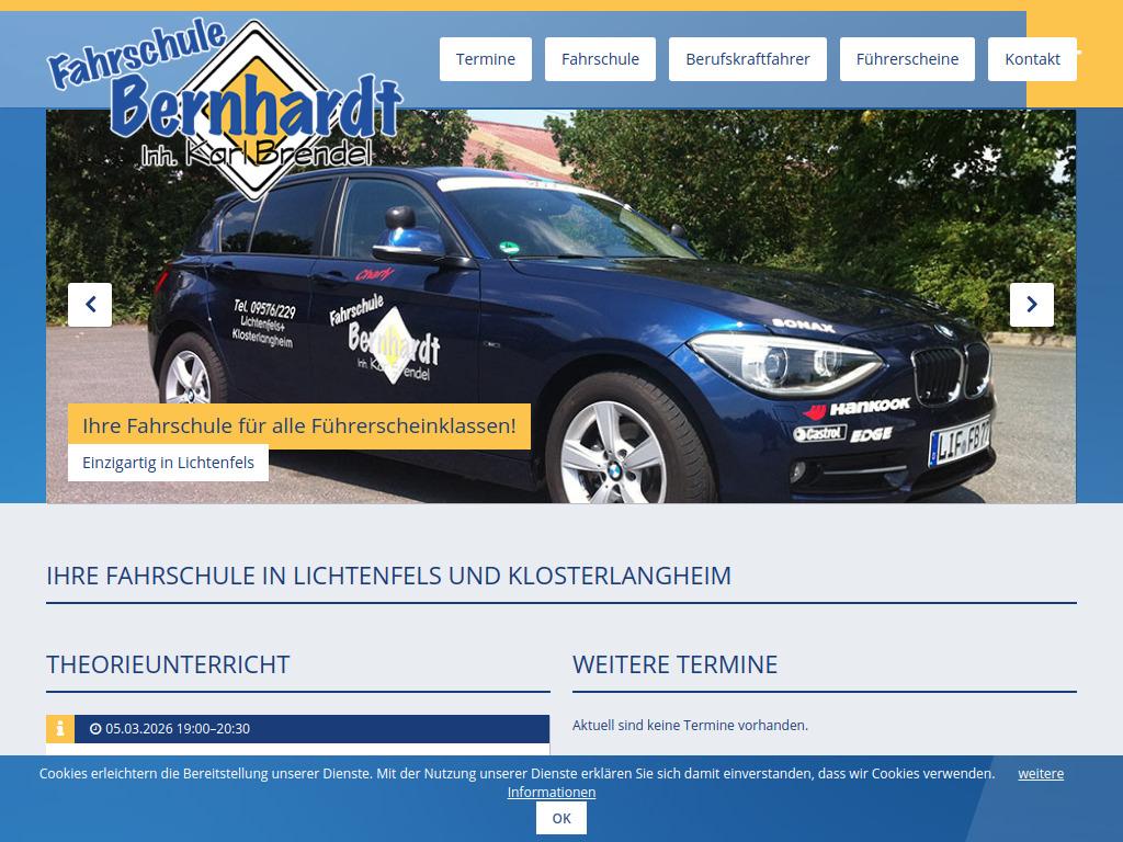 Website von Fahrschule Bernhardt in Lichtenfels-Klosterlangheim