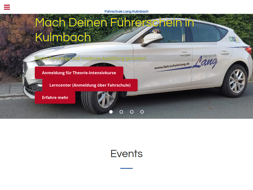 Website von Fahrschule Lang in Kulmbach