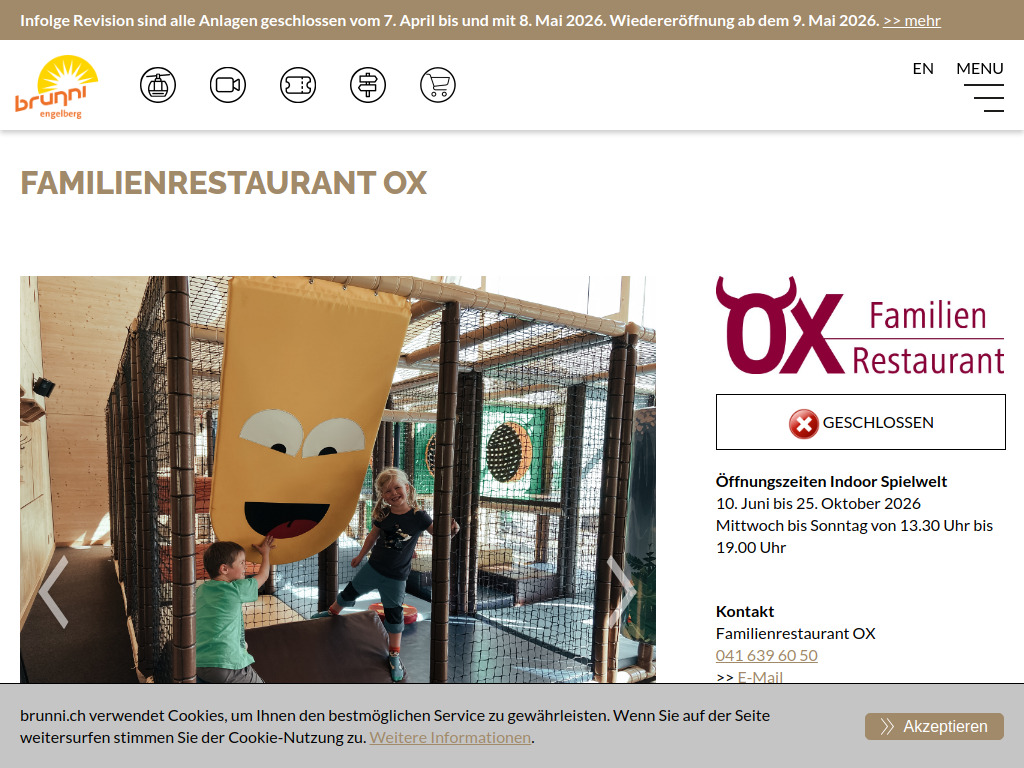 Website von Familienrestaurant OX in Engelberg