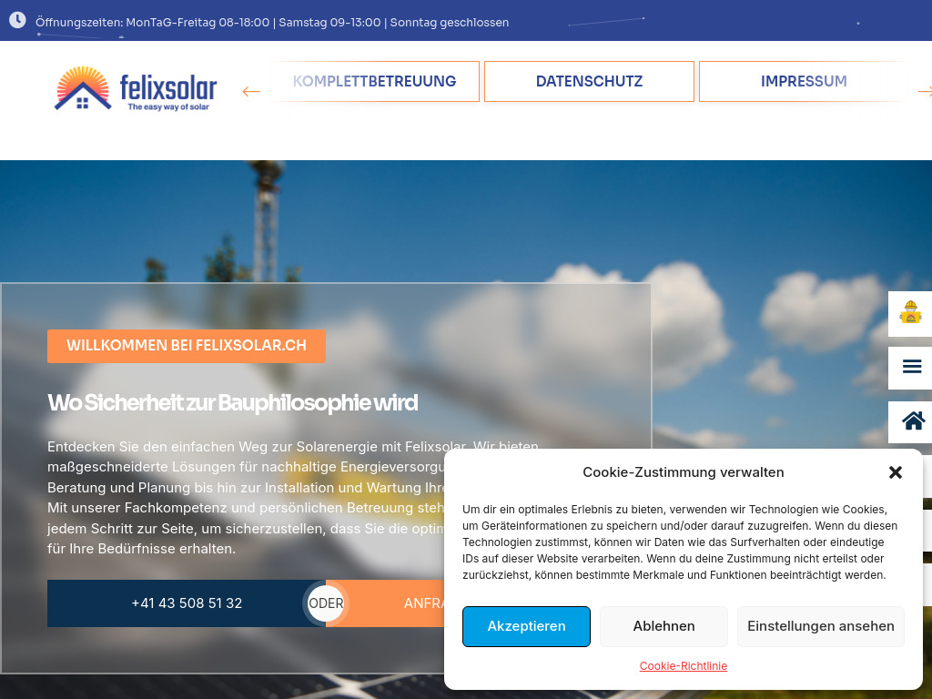 Website von felixsolar.ch in Zürich