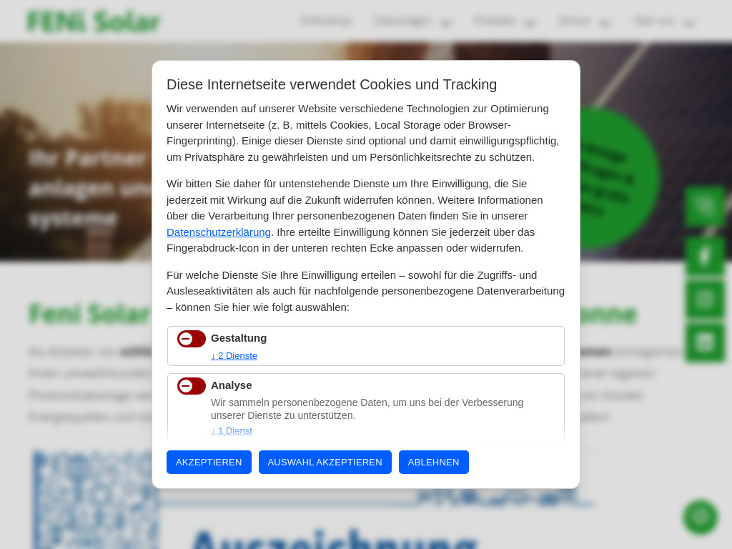Website von Feni Solar GmbH in Kassel