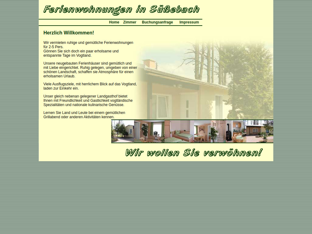 Website von Ferienwohnungen Süßebach im Vogtland
