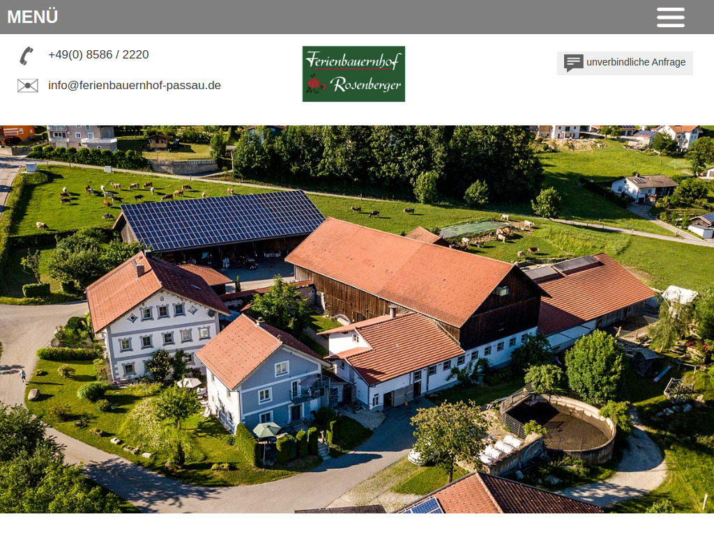 Website von Ferienbauernhof Rosenberger in Hauzenberg