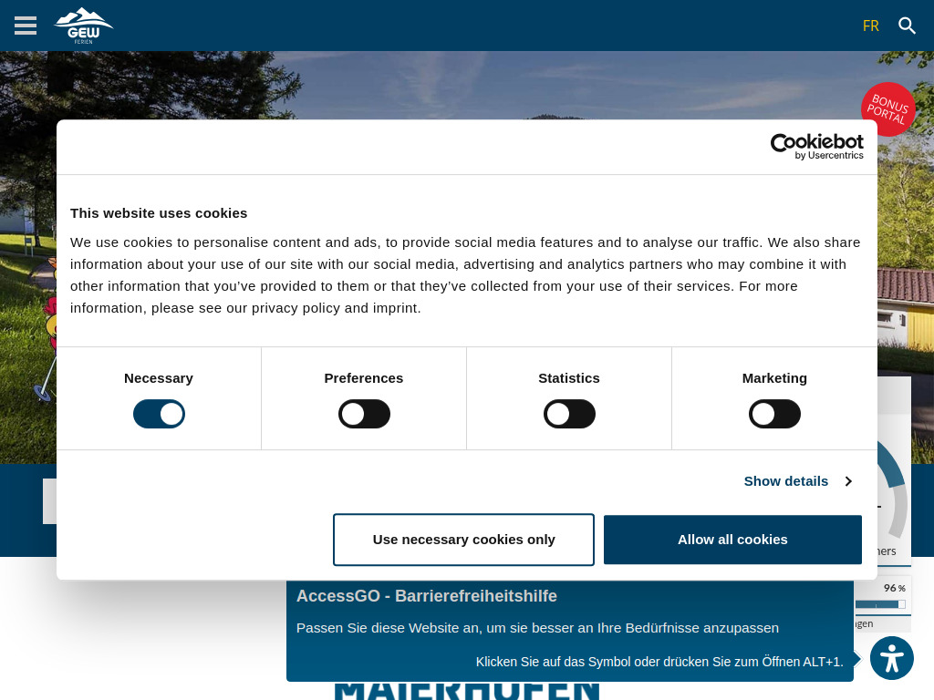 Website von Ferienclub Maierhöfen im Allgäu in Maierhöfen