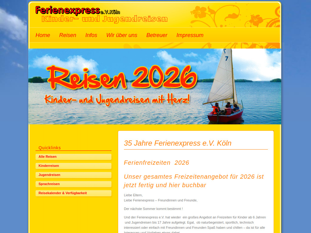 Website von Ferienexpress e.V. in Köln