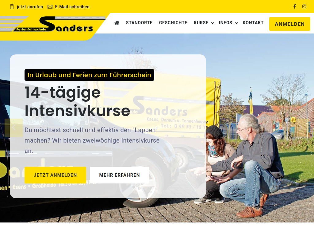 Website von Fahrschule Sanders in Dornum