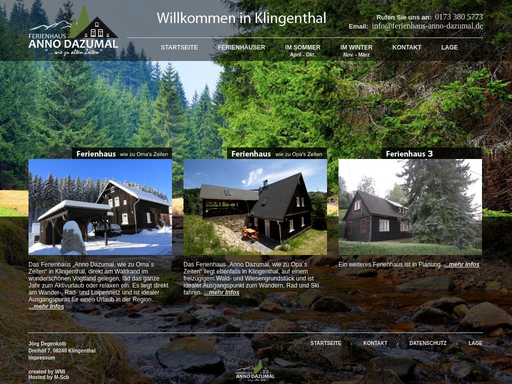 Website von Ferienhaus Anno Dazumal in Klingenthal
