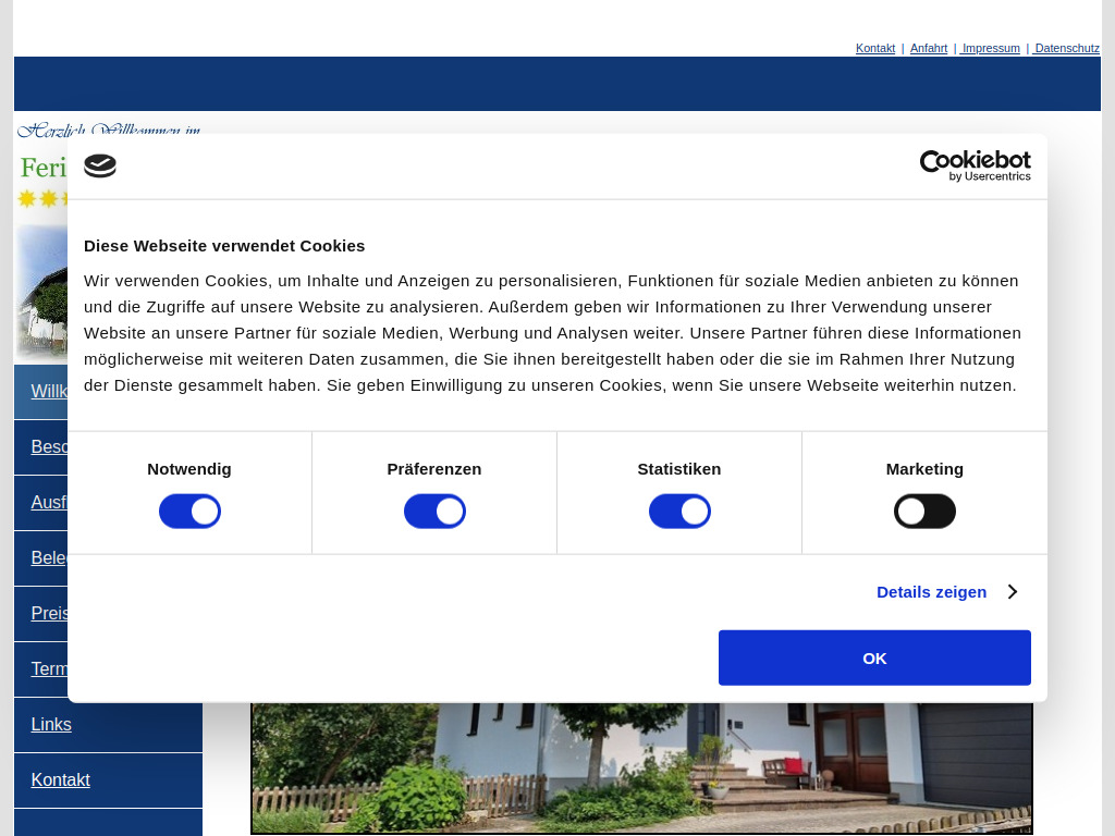 Website von Ferienhaus Günztal in Ellzee