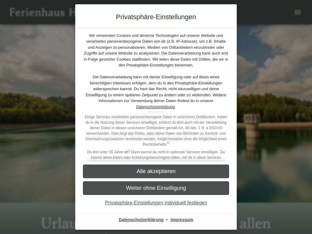 Website von Ferienhaus Hilde in Steinwiesen