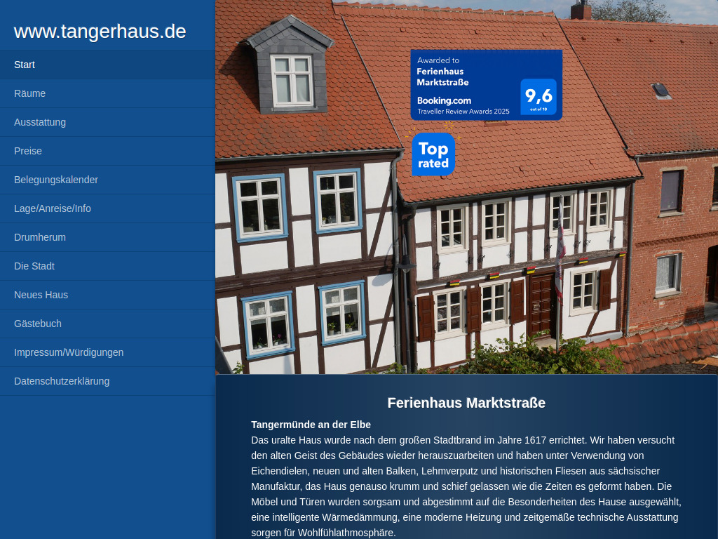 Website von Ferienhaus Marktstraße in Tangermünde