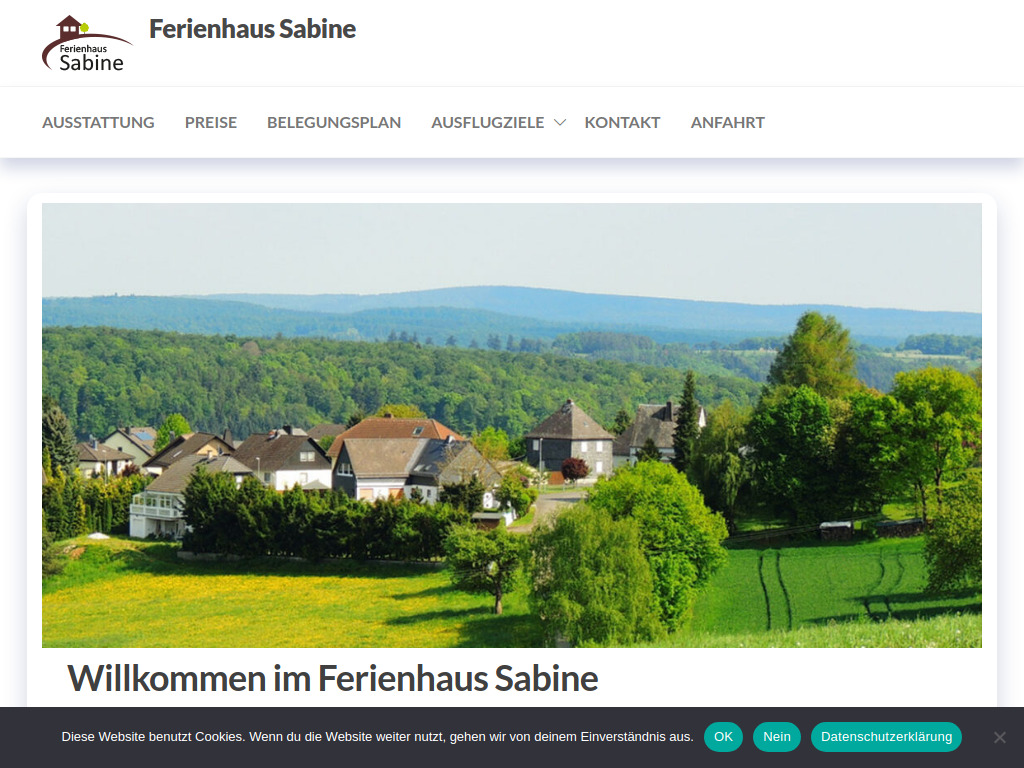 Website von Ferienhaus Sabine in Lorch-Wollmerschied