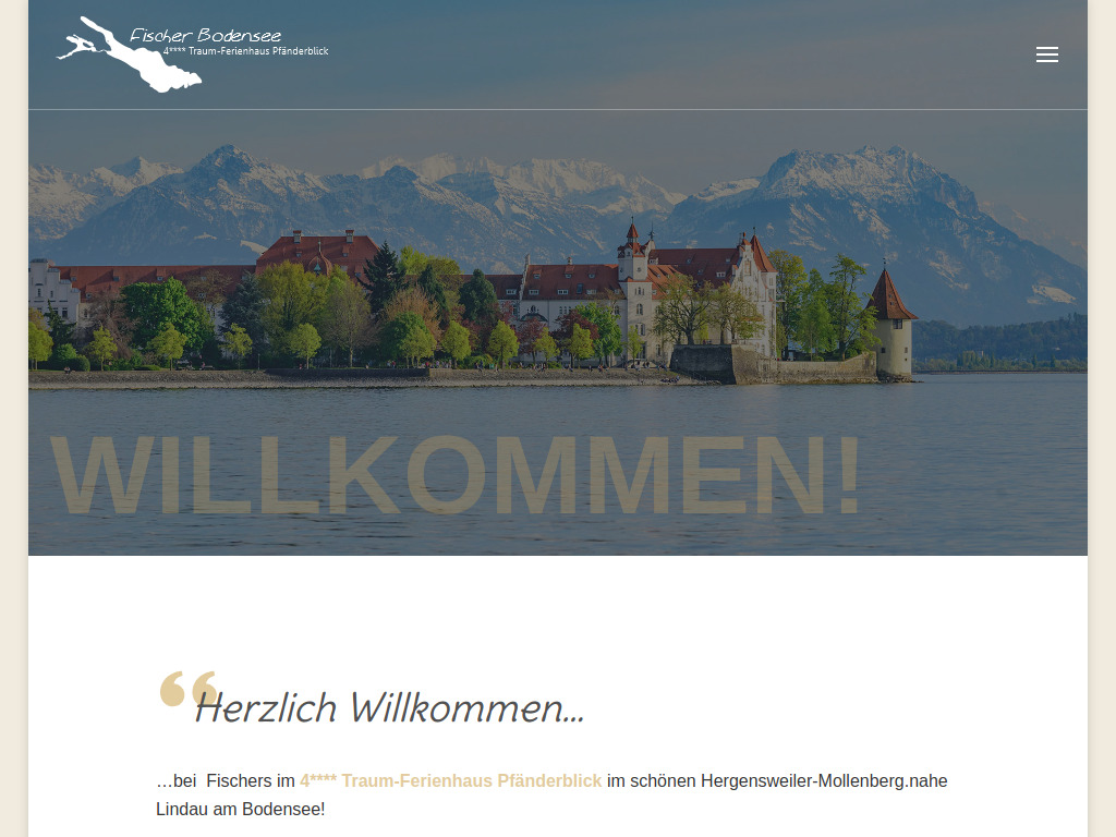 Website von Ferienhaus Pfänderblick in Hergensweiler