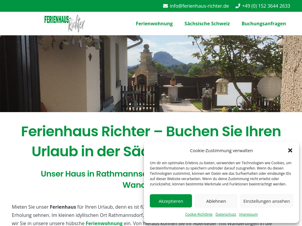 Website von Ferienhaus Richter in Rathmannsdorf