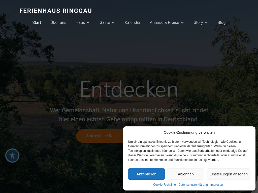 Website von Start - Ferienhaus Ringgau