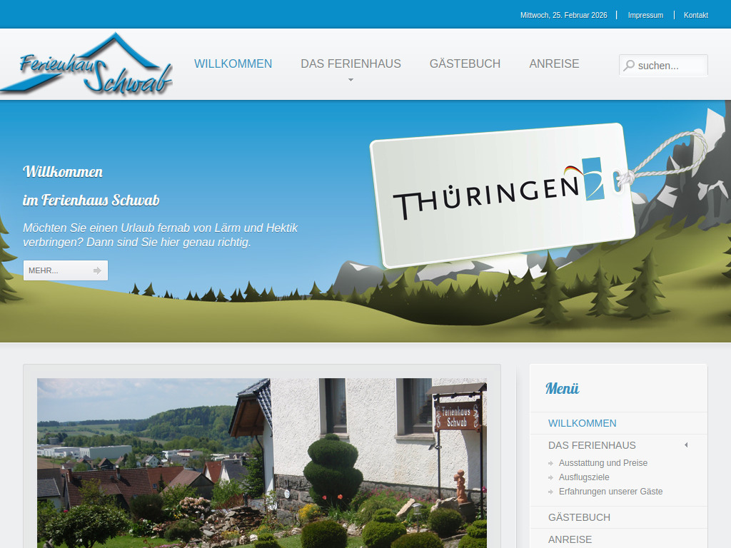 Website von Ferienhaus Schwab in Mengersgereuth-Hämmern