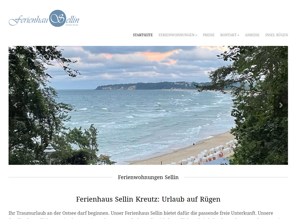 Website von Ferienhaus Sellin GbR in Ostseebad Sellin