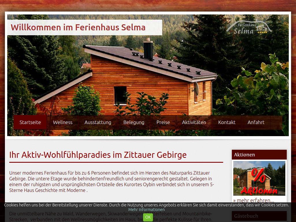 Website von Ferienhaus Selma in Kurort Oybin