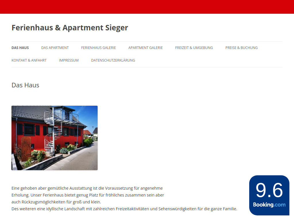 Website von Ferienhaus Sieger in Salem-Beuren