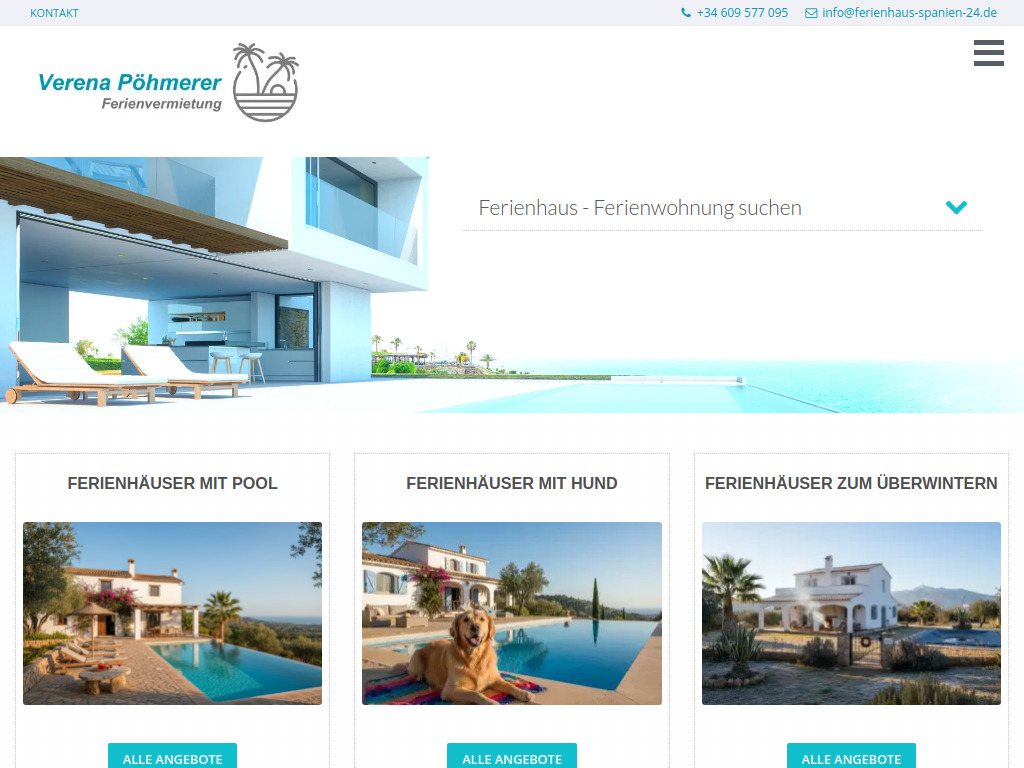 Website von Verena Pöhmerer Ferienvermietung in Els Poblets