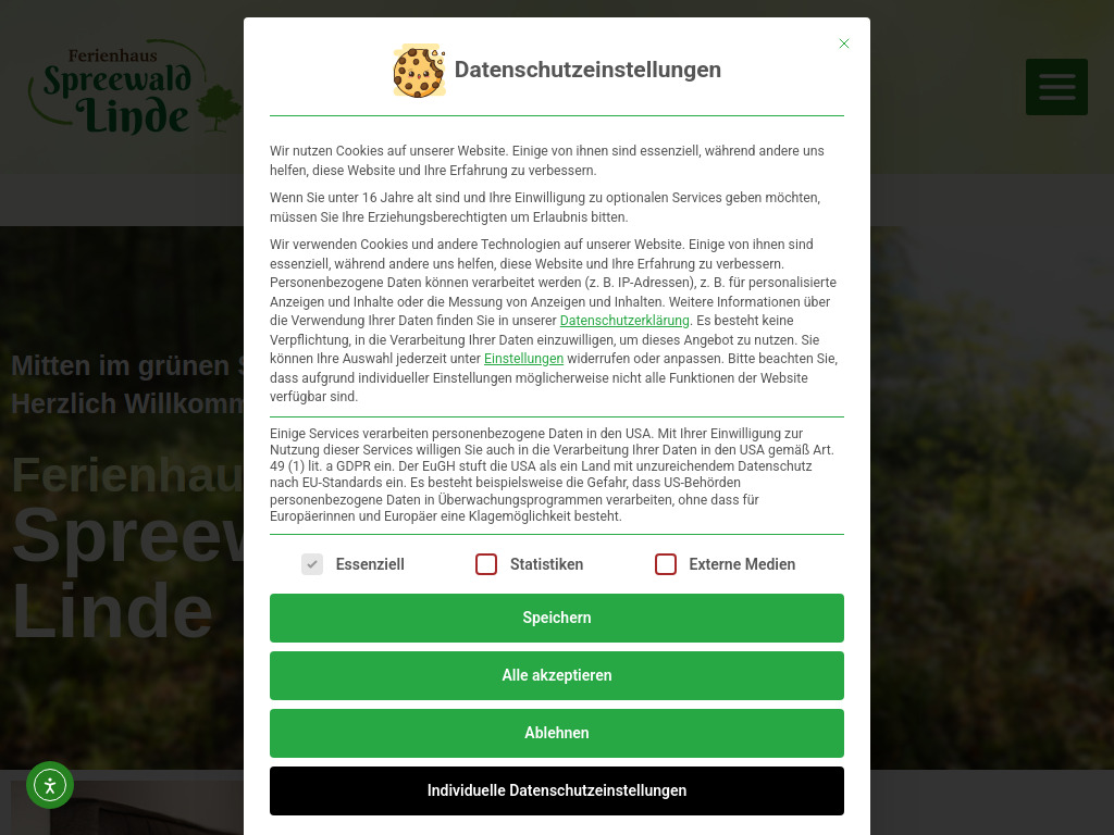 Website von Ferienhaus Spreewald Linde in Vetschau