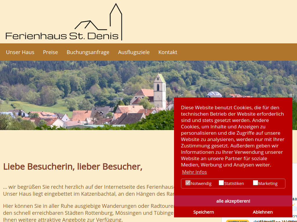 Website von Lernen Sie das Ferienhaus St. Denis in Dettingen kennen in Rottenburg-Dettingen