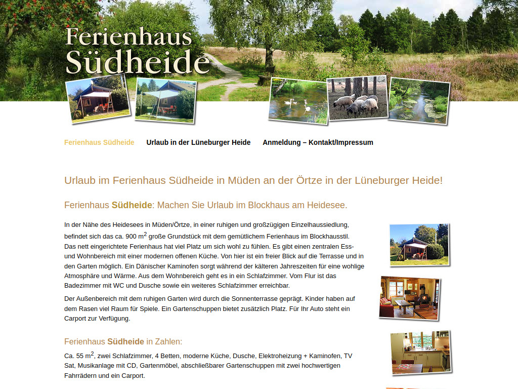 Website von ferienhaus-suedheide.de in Müden/Örtze