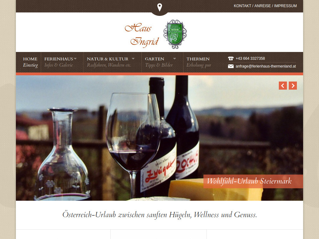 Website von ferienhaus-thermenland.at in Fürstenfeld
